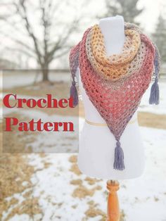 a crocheted shawl with tassels on it and the words crochet pattern above it