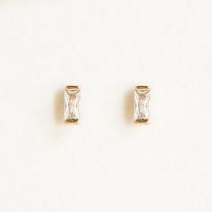 Baguette Studs, Simple Stud Earrings, Stud Earrings Gold, Sparkly Earrings, Knot Ring