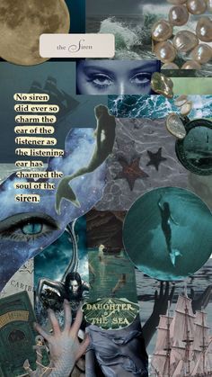 a collage of images with words and pictures on them, including an image of a woman's face