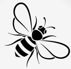 a black and white drawing of a bee