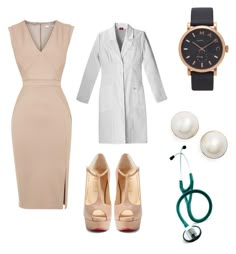 Professional Doctor Attire on Polyvore featuring Oasis, Christian Louboutin, Marc Jacobs and Kate Spade Professional Doctor Outfit, Doctor Style Outfits Women, Medical Outfit Doctors Fashion, Doctor Dress Medical, White Coat Ceremony Outfit Dresses, Cute Doctor Outfits, Doctor Outfit Women Work Wear, Doctor Outfit Women, Medical Professional Outfits