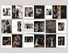 a collage of wedding photos is shown in black and white