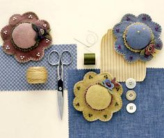 sewing supplies are laid out on a table