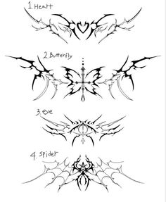 four different types of tattoo designs