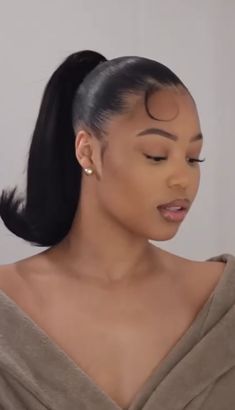 Two Strand Ponytails, One Curl Ponytail, Chic Hairstyles Black Women, Black Wedding Guest Hairstyles, Silk Press Ponytail Hairstyles, Classy Black Women Hairstyles, Silk Back Hairstyle, 90s Ponytail Black Women, Business Woman Hairstyles