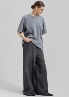 By Malene Birger Fayeh T-Shirt - Grey Melange – The Frankie Shop Gray Oversized Short Sleeve T-shirt, Oversized Gray Short Sleeve T-shirt, Gray Cotton Short Sleeve T-shirt, Heather Grey Relaxed Fit Short Sleeve T-shirt, Paris Store, Denim Suit, The Frankie Shop, Frankie Shop, Paris Woman