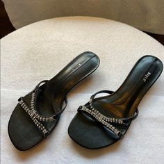 Apt. 9 Rhinestone Strap, Black Sandal. Small Heel. Never Worn. Black Rhinestone Sandals For Formal Occasions, Chic Bedazzled Heels For Summer, Elegant Black Sandals With Rhinestones, Black Rhinestone Sandals, Black Rhinestone Sandals With Round Toe, Black Strappy Sandals With 4-inch Heel, Synthetic Rhinestone Slip-on Sandals, Strap Sandals, Black Sandals