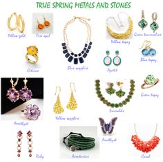 Clear Spring Jewelry, Light Spring Color Palette Jewelry, True Spring Jewelry, Warm Spring Jewelry, Bright Spring Jewelry