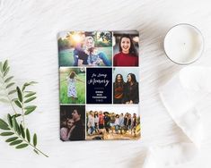 a photo collage with the words family on it next to a candle