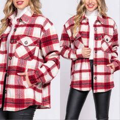 Chic Plaid Jacket With Classic Collar | Luxurious Wool Blend | Fashion Must-Have New Fall Winter Transitional Piece Long Sleeve Collar Button Down Fabric: Brushed Plaid Wool Blend Shacket 95% Polyester 5% Wool Size S Fit Size 2 - 4 Size M Fits Size 6 - 8 Size L Fits Size 10 - 12 Great Outdoor Mountain Lake Life Fall Autumn Winter Shop And Follow For More: Winter Fall Oversized Sweater Top Blouse Dress Pants Faux Leather Cotton Stylish Must Have Summer Spring Flirty Boho Grunge Goth Pastel Goth P Tropical Pants, Flannel Shacket, Plaid Shacket, Boho Grunge, Distressed Jacket, Formal Dresses Gowns, Minimalist Dresses, Grunge Goth, Mountain Lake