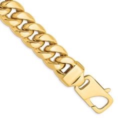 14k 15mm Semi-Solid Miami Cuban Bracelet - Seattle Gold Grillz Cuban Link Bracelet, Miami Cuban Link, Miami Cuban, Gold Bracelet Chain, Yellow Gold Bracelet, Bracelet Clasps, Cuban Chain, Cuban Link, Chain Styles