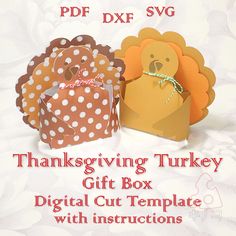 thanksgiving turkey gift box digital cut template with instructions