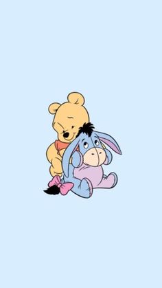 winnie the pooh and eef hugging each other