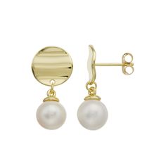 Add some class to your jewelry collection with these gold plated medallion earrings. Adorned with beautiful freshwater pearls, these earrings add a unique and sophisticated touch to any outfit. Click on this JEWELRY & WATCHES GUIDE to learn about fit, styles, materials and more! Add some class to your jewelry collection with these gold plated medallion earrings. Adorned with beautiful freshwater pearls, these earrings add a unique and sophisticated touch to any outfit. Click on this JEWELRY & WA Nickel-free Yellow Gold Pearl Earrings, Yellow Gold Nickel-free Pearl Earrings, Nickel-free Yellow Gold Round Pearl Earrings, Hypoallergenic Yellow Gold-plated Pearl Earrings, Hypoallergenic Yellow Gold Plated Pearl Earrings, 14k Gold Drop Earrings With Pearl Charm, 14k Gold Round Pearl Earrings, Classic Gold-plated Earrings With Pearl Pendant, Classic Gold Plated Earrings With Pearl Pendant