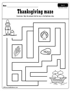 a thanksgiving maze for kids that includes pictures and words