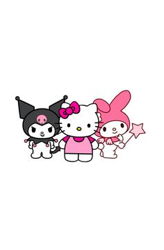 hello kitty and her friends are standing next to each other