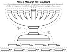 the menorah for hanukkah worksheet is shown in black and white