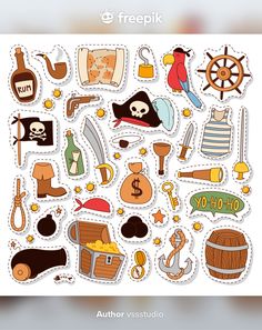 a set of pirate stickers - miscellaneous objects