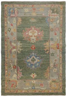 Oushak Handwoven Traditional Rug Large Scale Floral, Small Cabin, Dream Spaces, Traditional Rug, Nassau, Green Rug, Traditional Rugs, Bedroom Interior, Chelsea