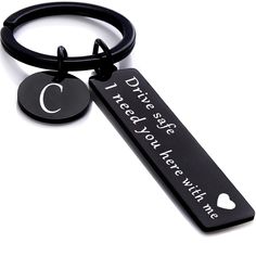 PRICES MAY VARY. 【Keychain For Boyfriend】- Drive safe keychain for boyfriend, keychain for Men, valentines day gifts for him, boyfriend christmas gifts,Surprise him with this cute and unique key chains 【Drive Safe Keychain】- Drive safe I need you here with me keychain, this cute black keychain is designed with 26 initials, It a great gifts idea for your trucker boyfriend, husband, or daddy for Valentine’s Day, Christmas, birthday, one year anniversary etc. 【Gifts For Boyfriend】- Boyfriend Gifts, Keychain For Boyfriend, Boyfriend Keychain, Drive Safe Keychain, Safe Car, Letter Keychain, Here With Me, Gifts For Boyfriend, Valentines Day Gifts, Drive Safe