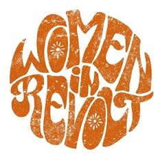 an orange and white logo with the words women in bloom