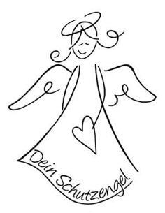 a drawing of an angel holding a sign