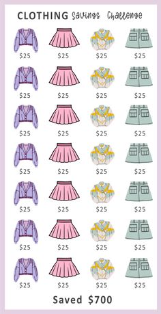 an image of clothing savings calculator with the price for each item on it