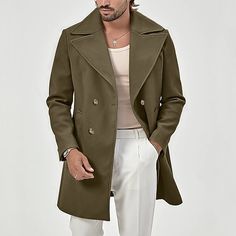 Season:Fall  Winter; Fabric:Polyester; Sleeve Length:Long Sleeve; Gender:Men's; Style:Classic,Casual,Fashion; Occasion:Vacation,Daily,Going out; Placket:Double Breasted; Function:Soft; Pattern:Plain; Design:Pocket; Neckline:Turndown; Outerwear Type:Trench Coat,Coat; Listing Date:07/23/2024; Bust:; Length:; Shoulder Width:; Sleeve: Luxury Brown Sport Coat With Flap Pockets, Soft Pattern, Winter Fabric, Outerwear Outfit, Classic Casual, Plain Design, Mens Outerwear, Clothing Apparel, Style Classic