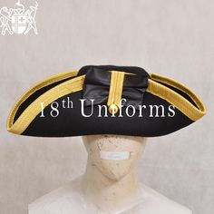 New Tricorn Hat, Military Tricorn Hat, Royal Navy Tricorn Hat, Vice Admiral Uniform Hat, Admiral Tricorn Hat, Handmade Tricorn Hat Black Wool Hat | 18th Century Uniform With Worldwide Expedited Shipping Characteristics: Color: Black Material: Wool Please Note: The actual color of the product may slightly differ from what you see on your screen due to lighting and camera reflections. Additionally, button styles may vary based on market availability. Head Size Measurements  55 CM  56 CM 57 CM  58 CM  59 CM 60 CM  61 CM  62 CM 63 CM  Custom Size also available. Tricorn Hat, Century Uniforms, Hat Handmade, Costume Hats, Royal Navy, Wool Hat, Black Wool, Costume Accessories, 18th Century