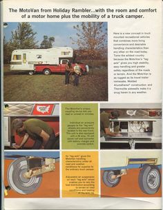 an advertisement for the movevan from holiday rambler with the room and comforter as a motor home