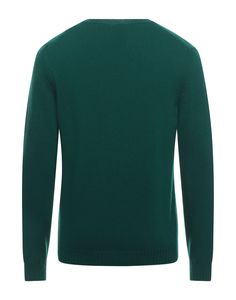 knitted, no appliqués, medium-weight knit, round collar, solid color, long sleeves, no pockets, large sized , Color: Dark green , Size: 34