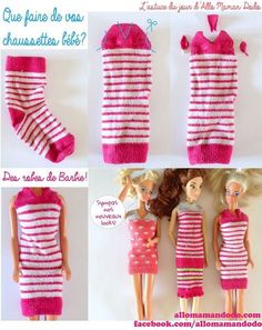 instructions to make a barbie doll dress and socks