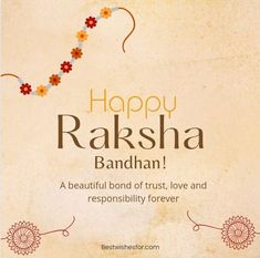 an image of happy raksha bandhan with flowers on the side and words below it