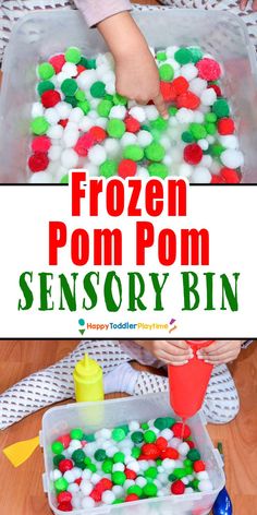 the frozen pom poms are an easy and fun activity for toddlers to play with