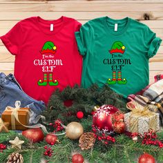 Unisex T-Shirts are relax fitted. UNISEX t-shirt feels soft and comfortable made from ring-spun cotton. It's comfy and flattering for both men and women. *Main colors: 90/10 - 70/30 cotton/polyester *Heather colors : 35/65 cotton/ polyester Family Elf Shirts, Elf Christmas Shirts, Christmas Shirts Elf, Christmas Elf Shirts, Elf Shirts, Personalized Elf, Elf Shirt, Squad Shirt, Elf Christmas