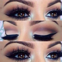 Simple eye makeup tutorials to compliment brown eyes. Makeup Cantik, Makeup Tip, Make Up Inspiration, Smink Inspiration, Dramatic Eyes, Makijaż Smokey Eye, Makeup Guide, Makeup Looks For Brown Eyes, Beat Face