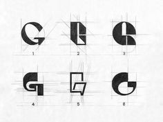 some type of letters that are drawn in different styles and sizes, including the letter g