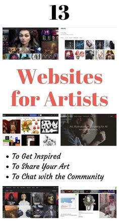 the website for artists is displayed in red and white