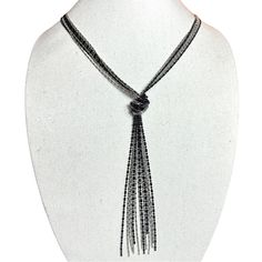 Silver And Black Tone Multi-Strand Knotted Statement Necklace. Lobster Clasp Closure In Back. Approximately 23 Inches When Open. Adjustable Up To 27 Inches With Chain Extender. Tassel Is Approximately 7 Inches Long (Measured From Just Below The Knot). Discounts Offered On All Multi-Item Bundles. Reasonable Offers Always Welcome. Silver Lariat Necklace For Evening, Black Long Lariat Necklace For Party, Adjustable Black Lariat Necklace For Party, Elegant Black Lariat Necklace For Party, Black Lariat Necklaces For Party, Jewelry Black, Chain Extenders, Multi Strand, The Knot