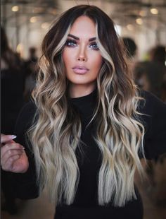 Contrasting Hair Color Brunettes, Light Brown Hair Color Ideas Long Hair, Ombre Hair Color 2023, Levels Of Hair Color Chart, Best Hair Trends For 2023, Caramel And Platinum Balayage, Blonde W Brown Lowlights, Black Root Melt Blonde Hair, Brunette Color 2023