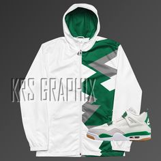 Sneakerheads, elevate your streetwear game with our windbreaker hoodie designed to match the Jordan 4 Pine Green SB! 🔥 This hoodie is the ultimate combination of style and functionality, featuring a water-resistant fabric and breathable mesh lining to keep you comfortable in any weather. The regular fit and elastic cuffs make it easy to layer over long or short sleeve shirts, while the hood and side pockets provide added functionality. With with colorful jagged insert graphics inspired by the i Jordan 4 Pine Green, Hoodie Allen, Shoe Display, Hoodie Zip, Matching Jordans, Pine Green, Short Sleeve Shirts, Shoe Show, Water Resistant Fabric