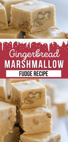 gingerbread marshmallow fudge recipe with text overlay