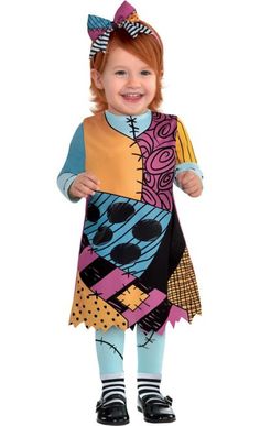 The Nightmare Before Christmas Sally Costume for babies includes a colorful dress, a headband, tights, and socks. Your little one is ready to venture to Spiral Hill dressed up as Sally! Toddler Sally Costume, Family Of 4 Nightmare Before Christmas Costumes, Sally Costume Toddler, Sally Tutu Costume, Sally Costume For Kids, Nightmare Before Christmas Sally Costume, Sallys Dress Pattern Nightmare Before Christmas, Sally Halloween Costume, The Nightmare Before Christmas Sally