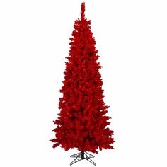 a red christmas tree is shown in front of a white background