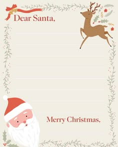 a christmas letter with santa claus and reindeer