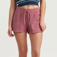 Whether you're lounging around the house or running errands, you'll love these juniors' Unionbay Flora pull-on beach shorts. Click on this WOMEN'S GUIDE to find the perfect fit and more! Whether you're lounging around the house or running errands, you'll love these juniors' Unionbay Flora pull-on beach shorts. Click on this WOMEN'S GUIDE to find the perfect fit and more! FEATURES Double face gauze construction 2 front pockets Drawstring elastic closureFIT & SIZING 2 1/2-in inseam High rise sits below the natural waistline Relaxed fit through the hip and thigh Drawstring elastic waistbandFABRIC & CARE Cotton Machine wash delicate Imported Size: Medium. Color: Mauve. Gender: female. Age Group: kids. Junior Outfits, Beach Shorts, Clothing Size Chart, Bottom Clothes, Double Face, Running Errands, Fabric Care, Gender Female, The House