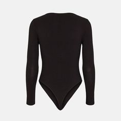 a black bodysuit with long sleeves and no bras is shown in this image