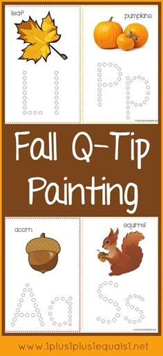 fall q - tip painting activity for toddlers to practice their handwriting and writing skills