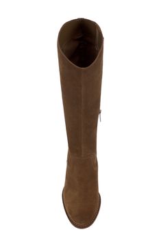 Smooth, polished leather forms the upper of this knee-high boot set atop a slightly curved block heel. 2 3/4" heel 15 1/4" shaft; 14 1/2" regular calf circumference 15 1/4" shaft; 16" wide calf circumference 15 1/4" shaft; 17" extra-wide calf circumference Leather upper/synthetic lining/rubber sole Imported Wide Calf Knee-high Heeled Boots With Suede Lining, Wide Calf, Vince Camuto, Knee High Boots, Knee High, Block Heels, Rubber Sole, Leather Upper, Nordstrom