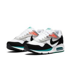 Nike Womens WMNS Air Max Correlate White Black New Green 511417-136 Nike Force One, Womens Nike Sneakers, Nike Air Max Correlate, Zapatillas Nike Air Max, Nike Tenis, Nike Stefan Janoski, Air Max Nike, Nike Max, Black Nike Shoes